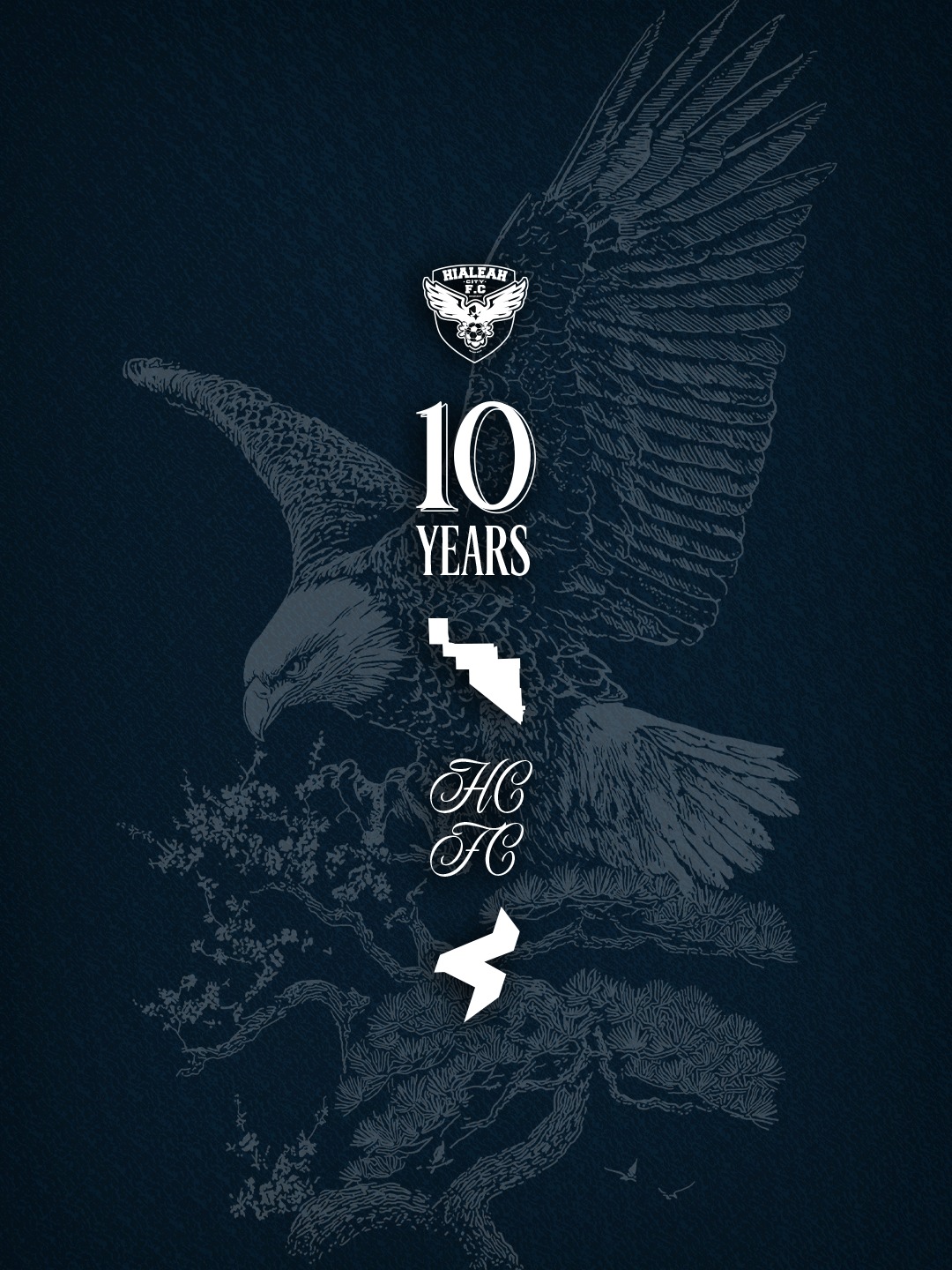 Hialeah City FC 10 Years anniversary artwork.