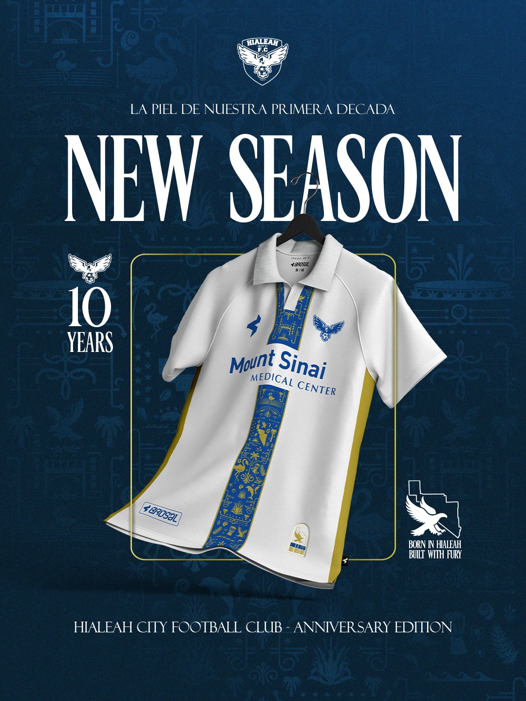 Hialeah City FC anniversary-edition uniform campaign.